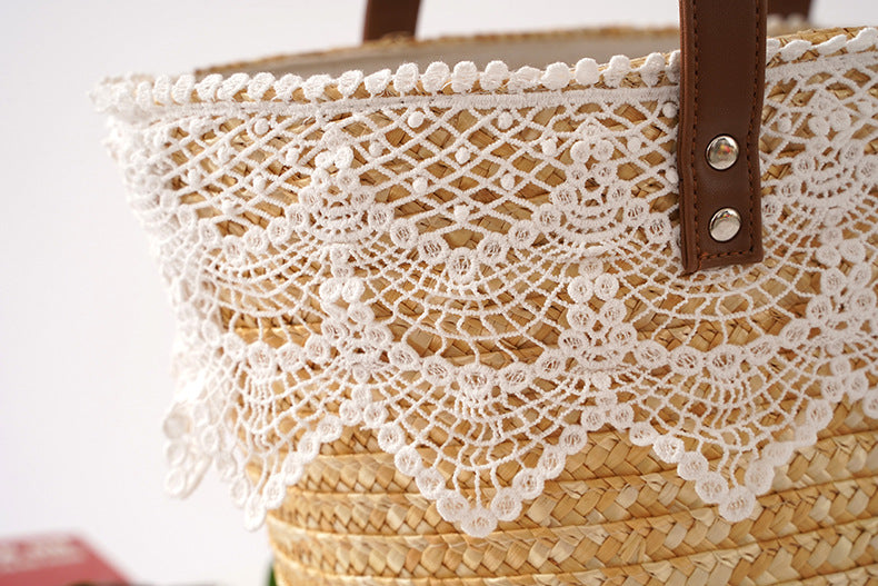 Straw Small Bucket Bag Portable Crossbody
