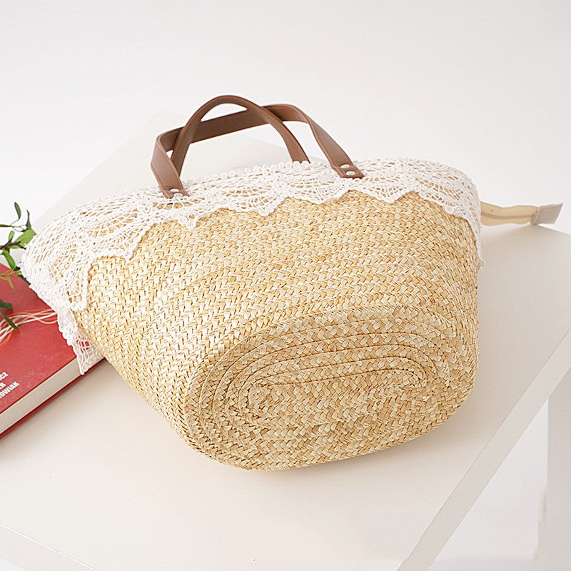 Straw Small Bucket Bag Portable Crossbody