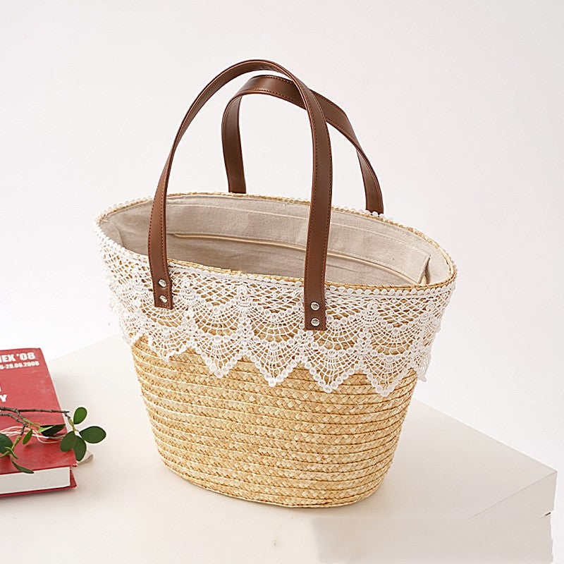 Straw Small Bucket Bag Portable Crossbody