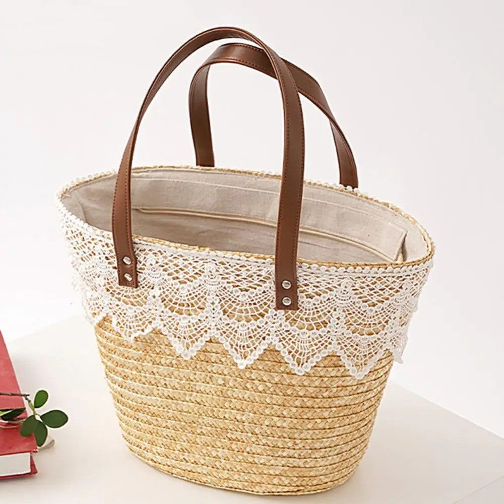 Straw Small Bucket Bag Portable Crossbody