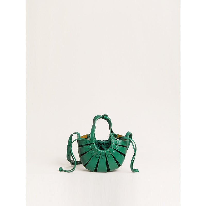 Cowhide Mini Vegetable Basket Handbag