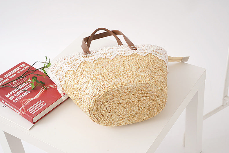 Straw Small Bucket Bag Portable Crossbody