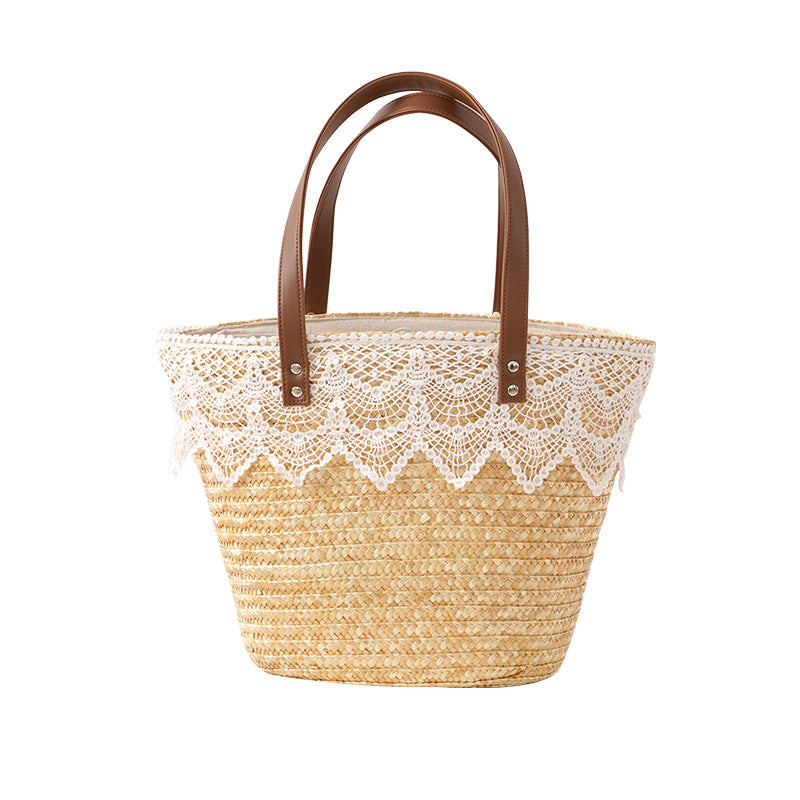 Straw Small Bucket Bag Portable Crossbody